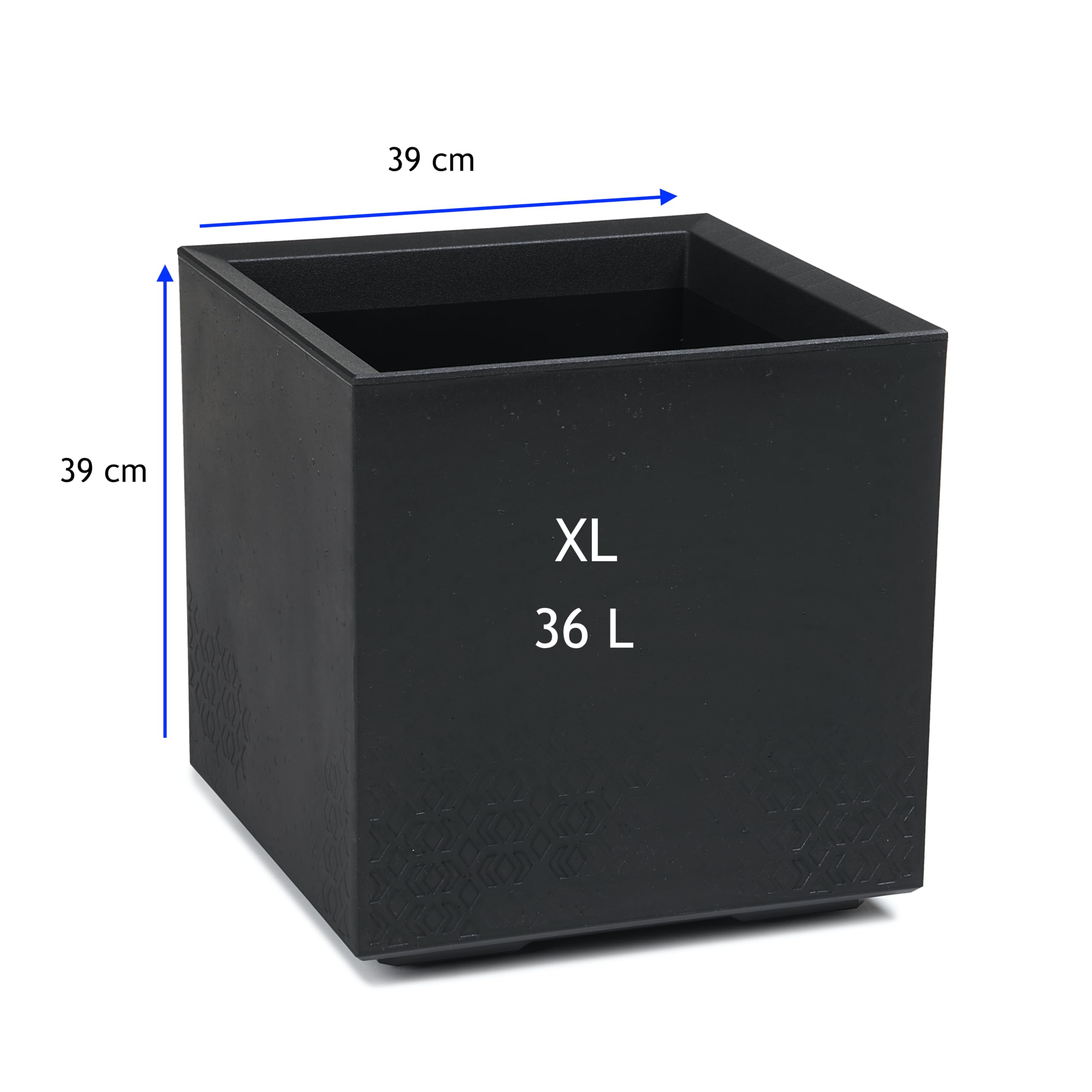 MELTOM Donica na kwiaty, kwadratowa, z rolkami, bardzo dekoracyjna, rozmiar XL i XXL (czarna, XL)