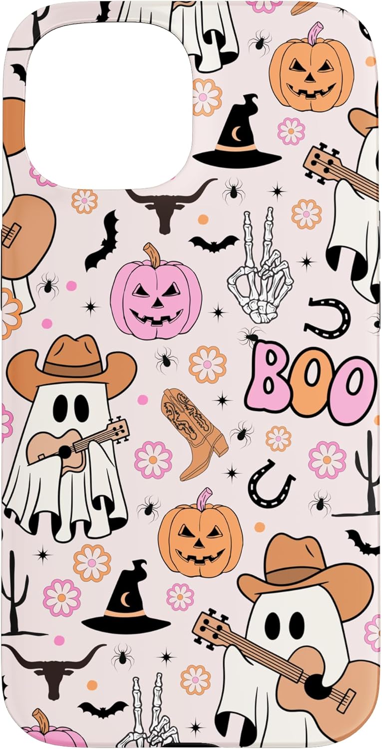 Spooky Ghost Cowboy Cute Halloween Boo Western Retro Pastel Case for iPhone XR