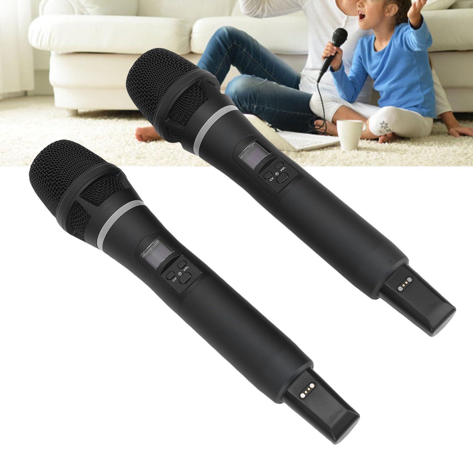 Tbest Set Microfono Portatile Wireless Professionale per Cantare Al Karaoke, Matrimonio, Festa