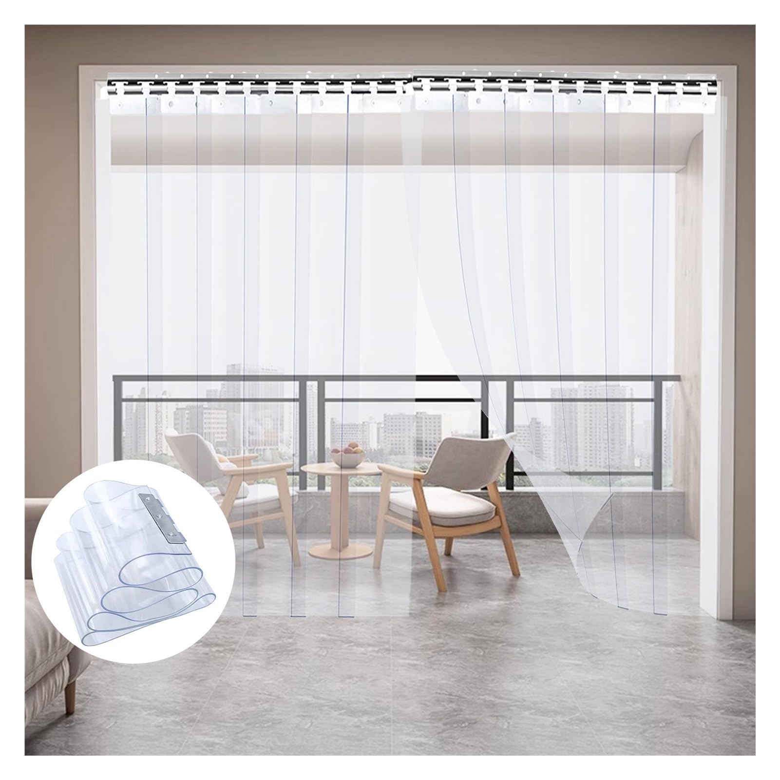 GJMSSMY Transparent PVC Vinyl Strip Door - Waterproof Partition for Shops Factories & Garages - Easy Installation & Weatherproof Barrier
