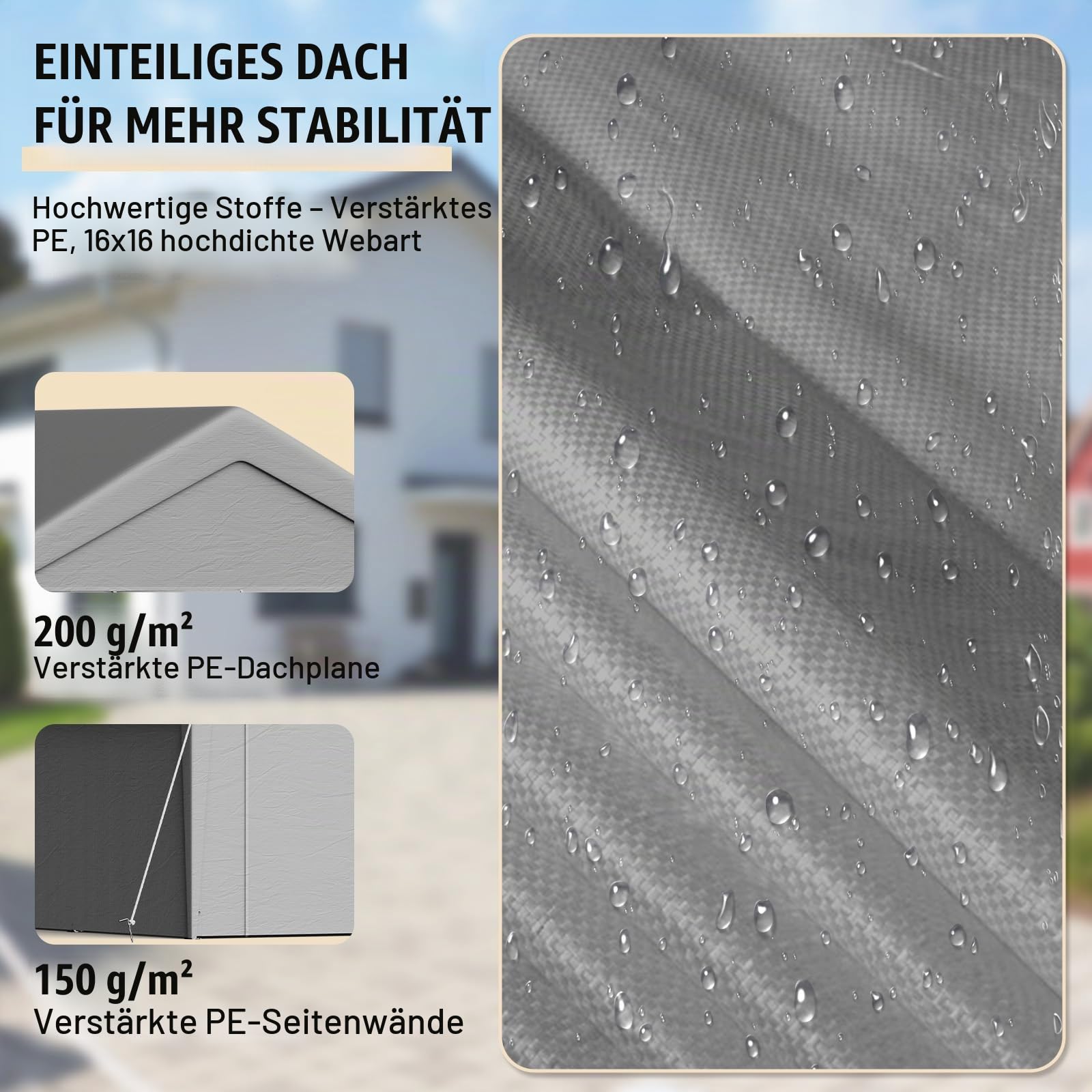 Pavillon 4x8, Partyzelt mit Seitenwänden & Giebelteilen, UV-Schutz & Wasserdicht, Gartenzelt Festzelt aus Verzinkte Stahlgestänge & PE-Plane, Abnehmbare Seitenwänd, Garten Partyzone, Grau