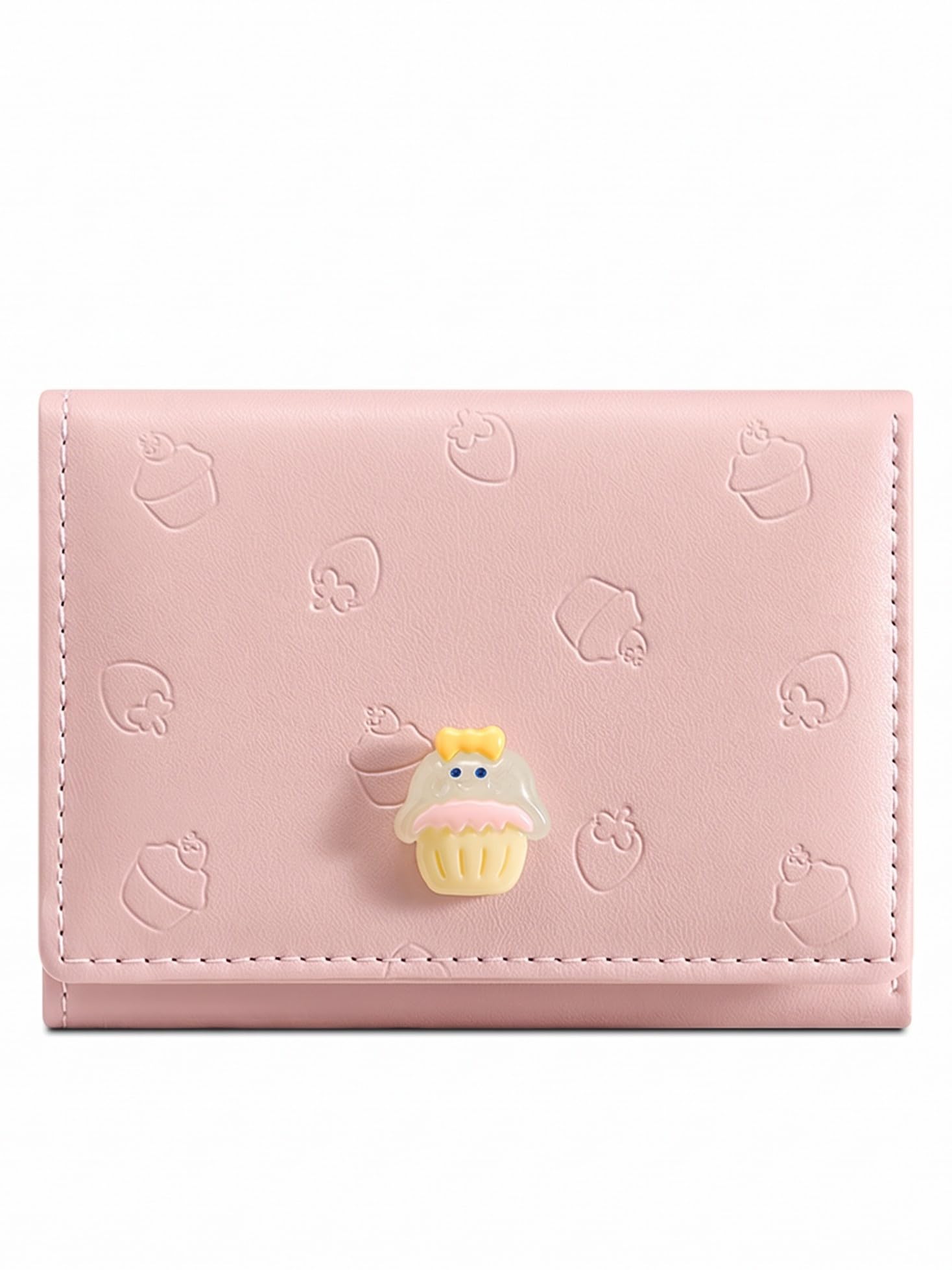 Cute Small Trifold Wallets for Teen Girl Women PU Leather Trifold Small Wallet Cash Pocket 3D Art Design Coin Purse Holder with ID Window for Girls Women (Pink)-image-41