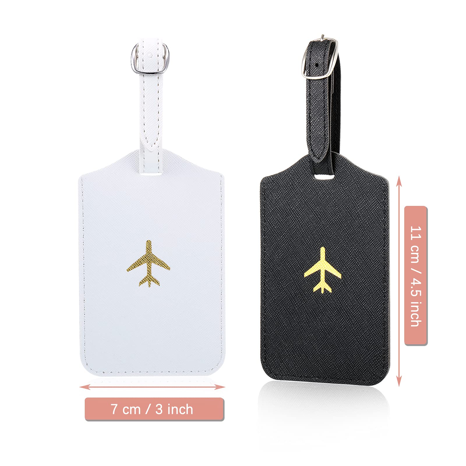 Lot De 2 Housses De Passeport Rose Et Noir + étiquettes Bagages Assorties