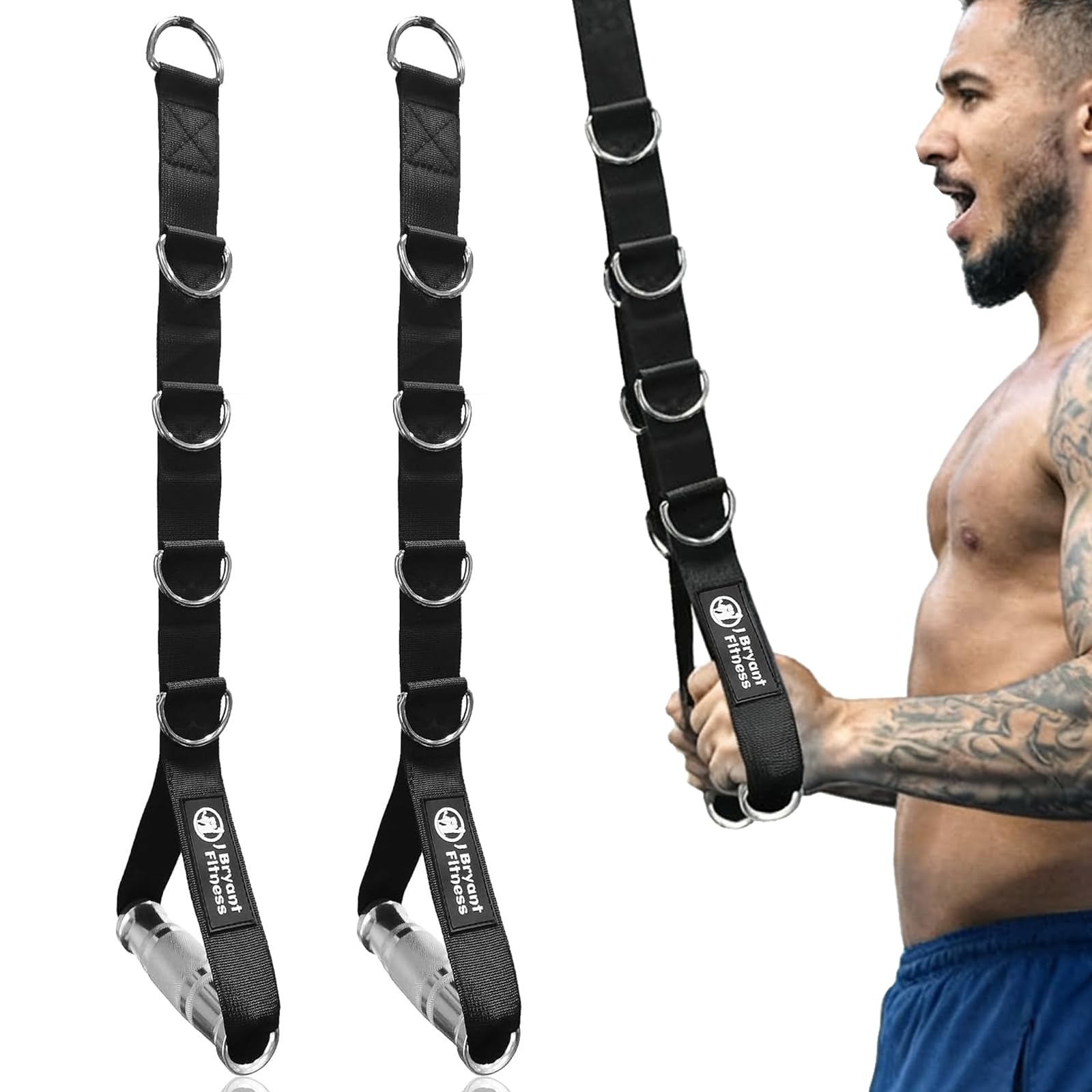 Sponsored Ad – J Bryant Fitness Metallic Multi D-Ring Gym Handles Ultra-Durable Aluminum Alloy Grip Handles for Heavy-Duty Workout-Ideal for Pulley LAT Pull Down Systems, Black