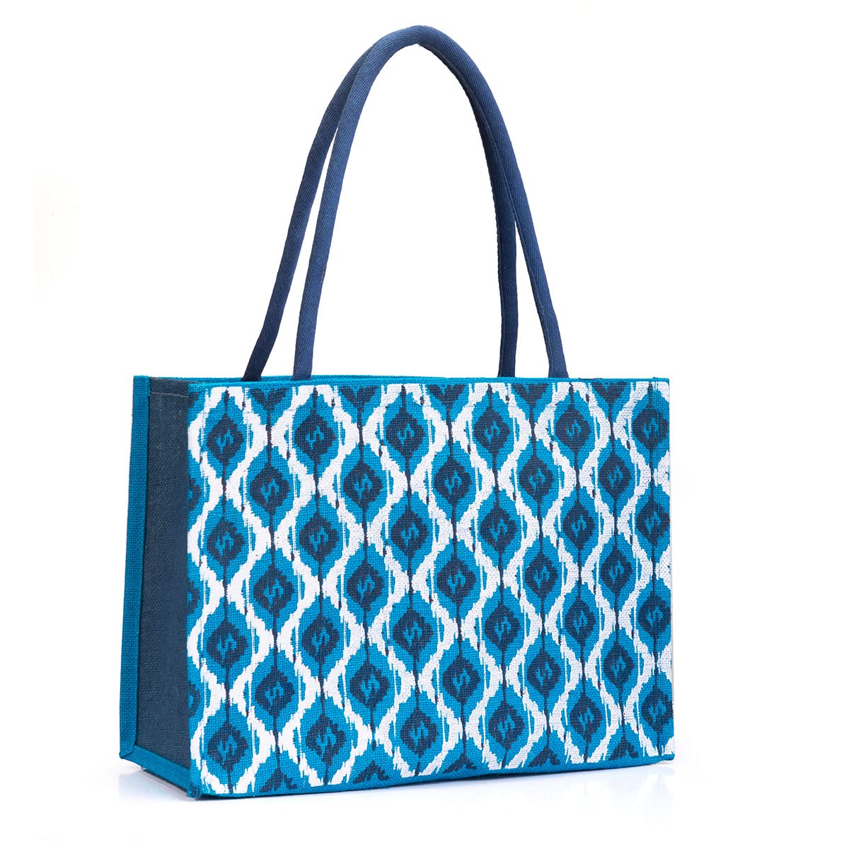 H&BJute Bag – Shopping Bag | Tote Bag | Carry Bag | Grocery Bag | Eco-Friendly Bag | Shoulder Bag | Handbag | Travel Bag | Beach Tote - Ikat Print