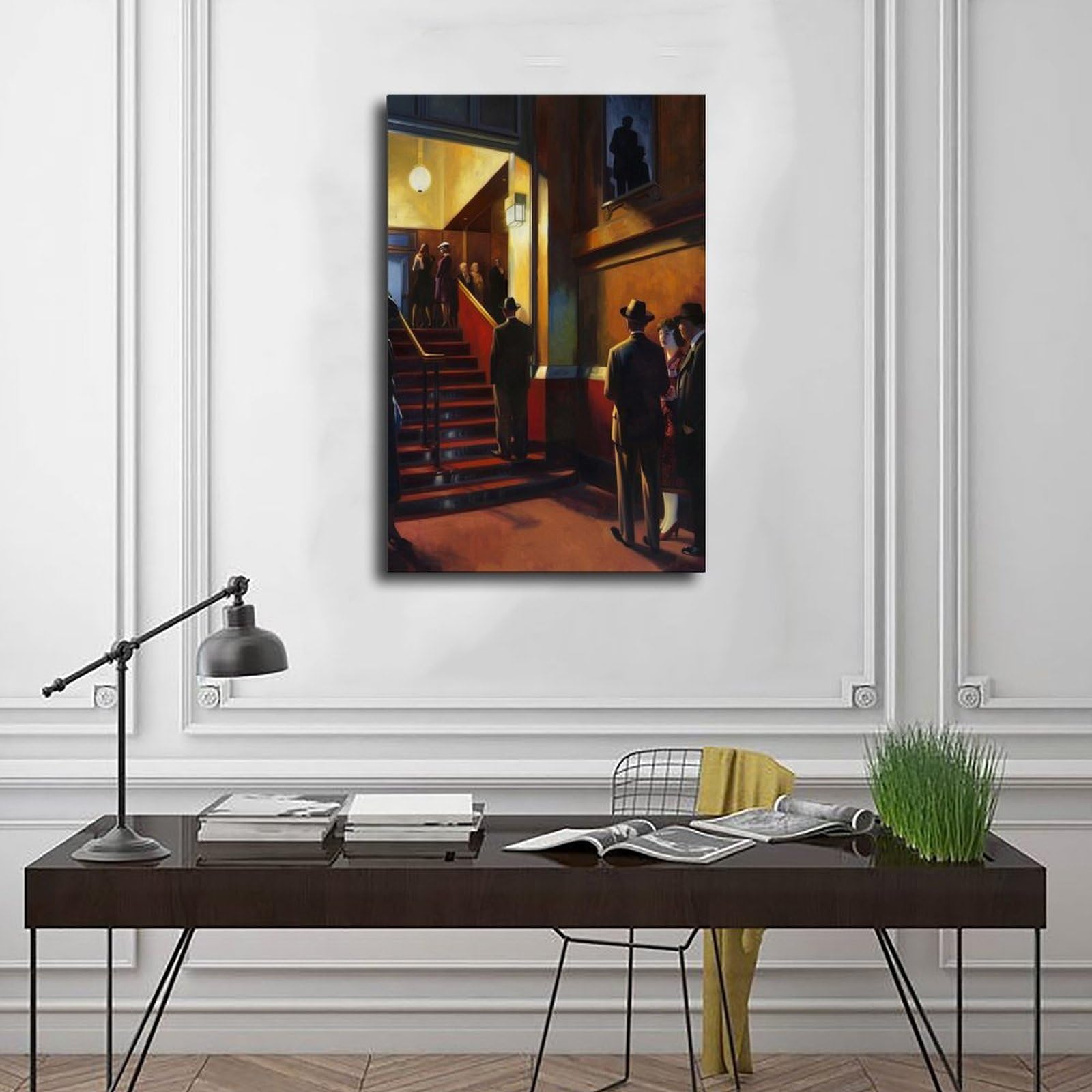 PHTHDB Poster su tela con scena del cinema di New York, omaggio a Edward Hopper, decorazione per la casa, idea regalo