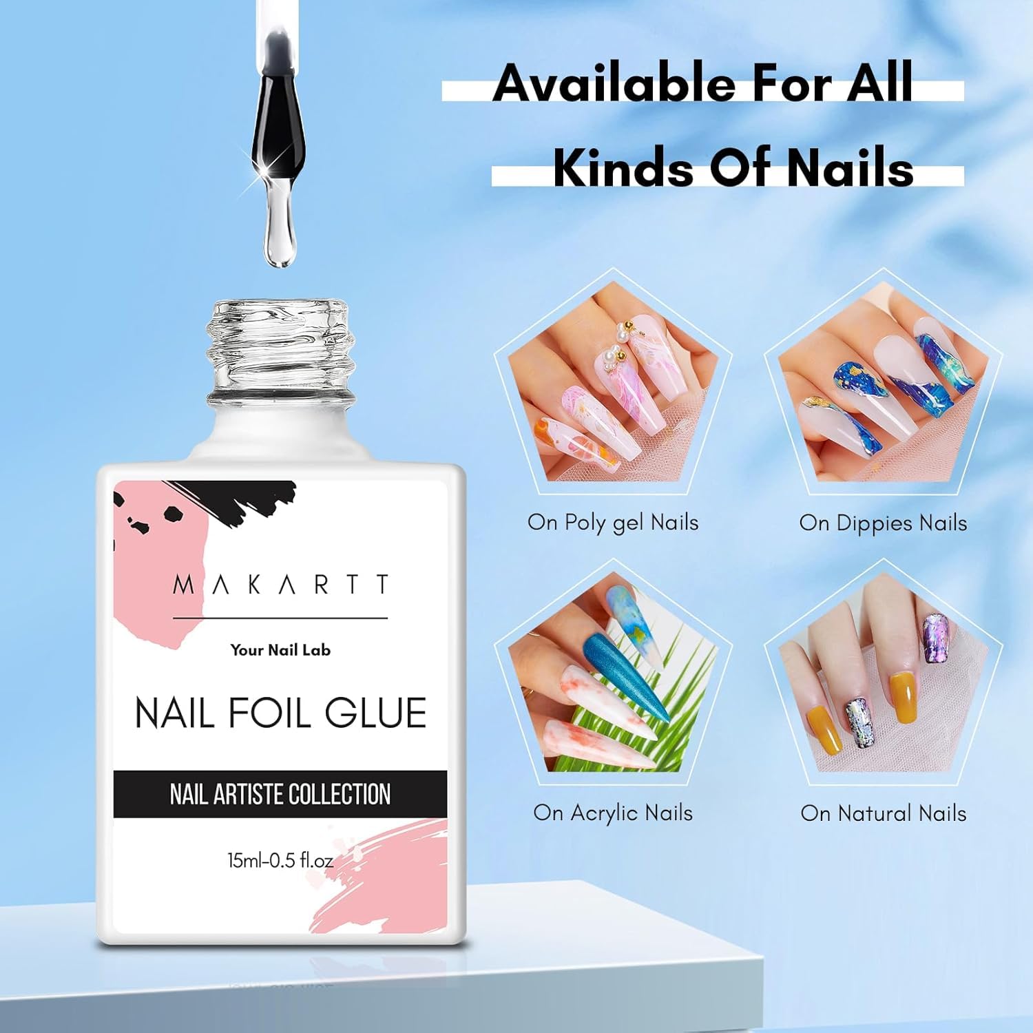 Makartt Gel di Transfer Colla Foil, Colla per Unghie Gel Foil Per Adesivi Unghie Decalcomanie Decorazioni