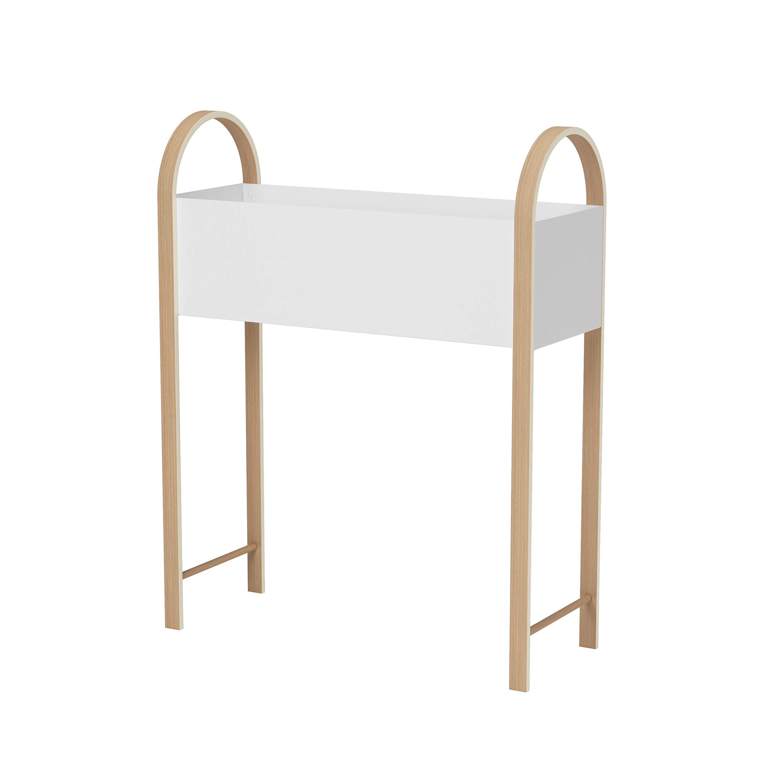 Boîte de rangement Umbra en plastique blanc et métal pour organiser le bureau ou le salon