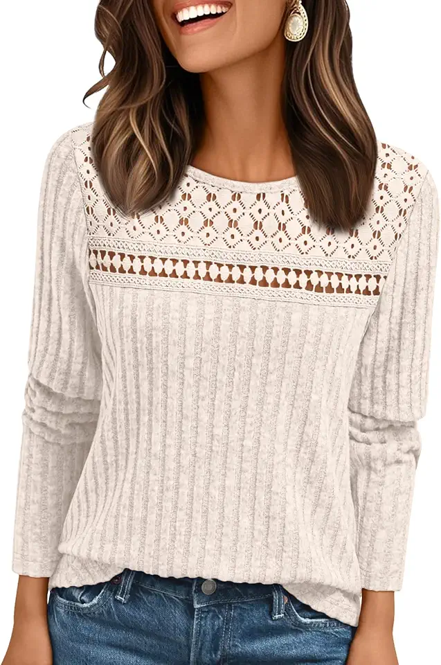 AUTOMET Womens Lace Long Sleeve Shirt Fall Top Fashion Dreesy Casual Tunic Sweaters Mesh Clothes Trendy Work Cute Outfits OEKO-TEX STANDARD 100