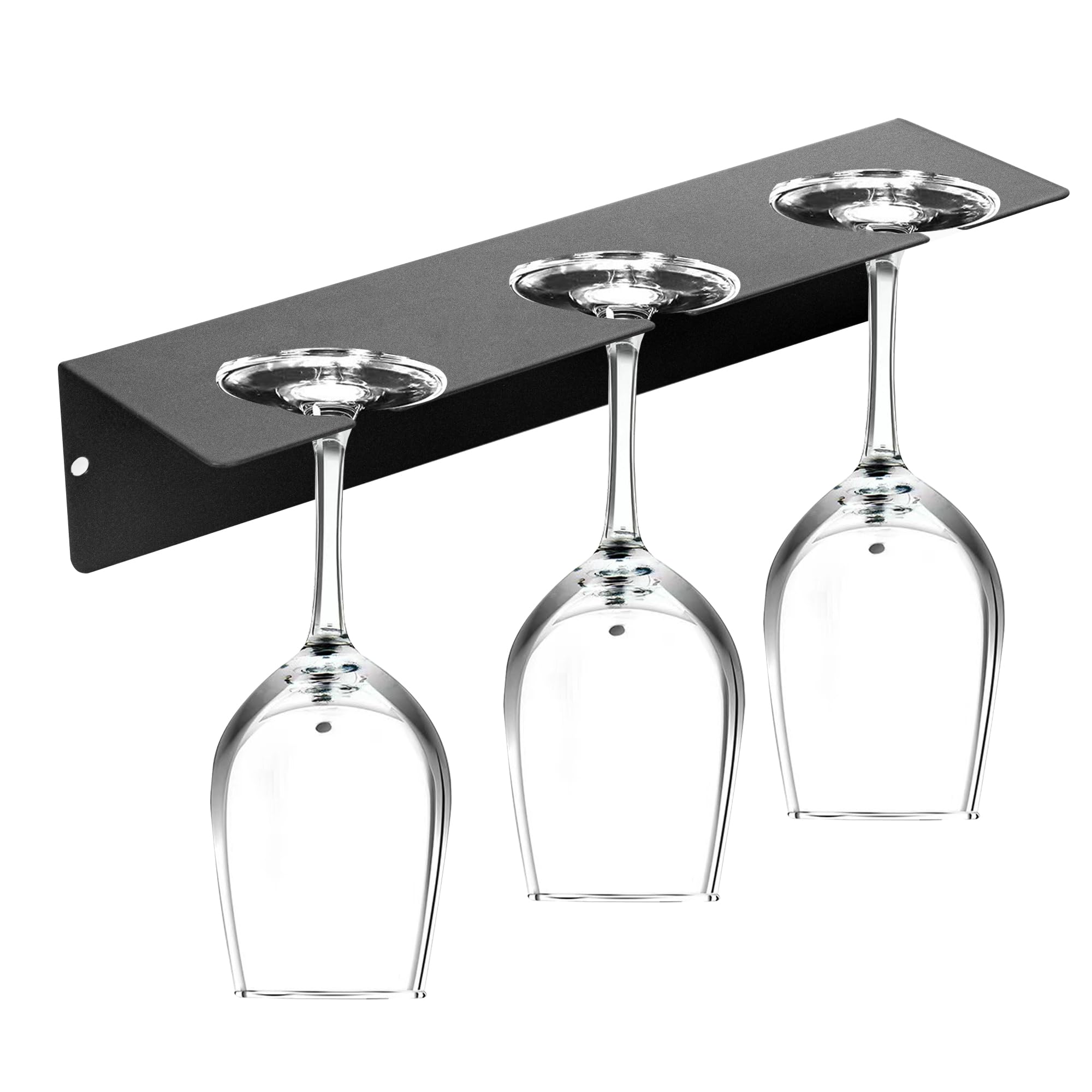 Soporte Copas Colgante, Colgador Copas Sin Taladrar, Estante para Copas de Vino, Autoadhesivo Cuelga Copas, Soporte para Copa de Vino Del Armario para Bar Cocina Restaurante, Metal, Gris