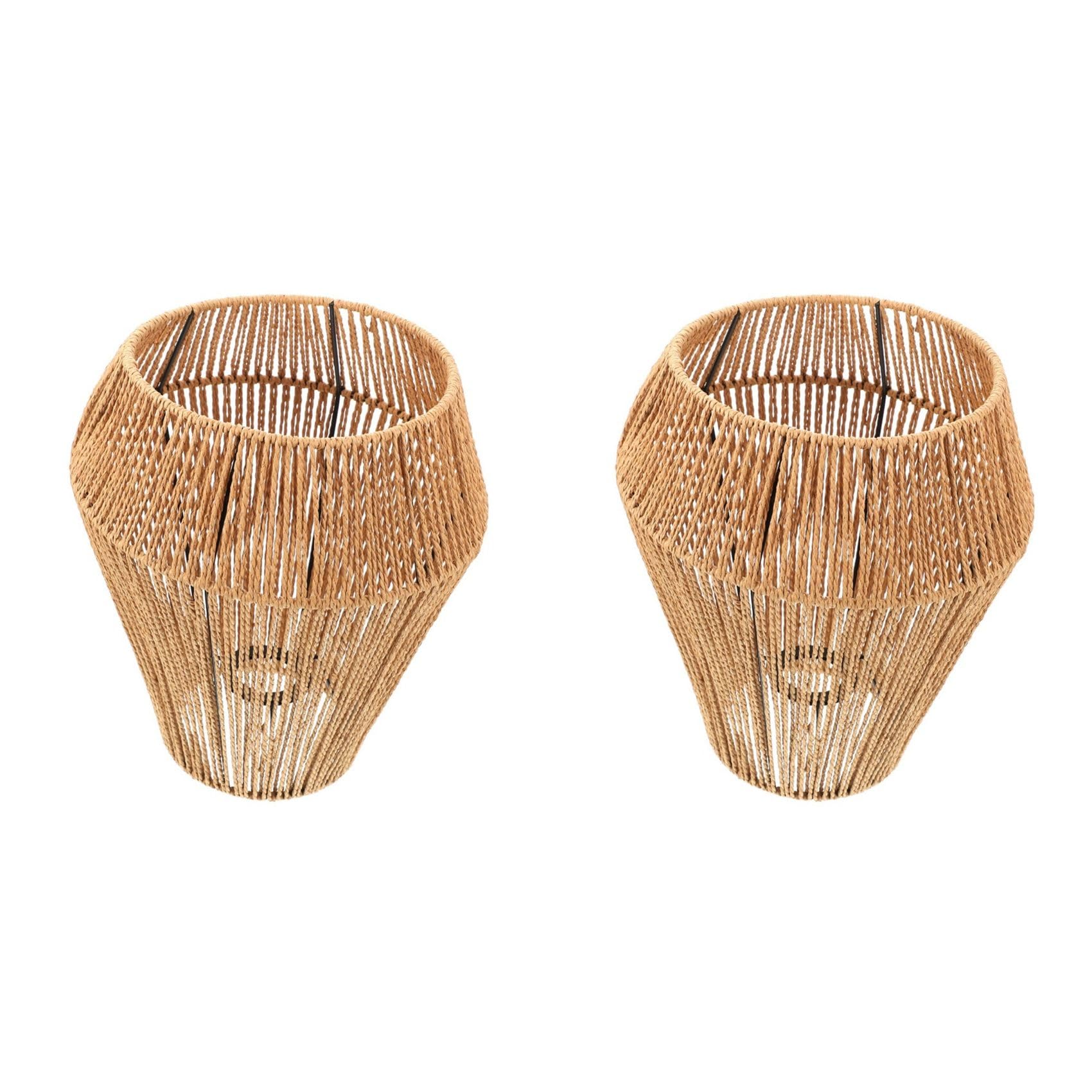 Vjsujehgy 2X Woven Chandelier Shade Rattan Lampshade for Home Table Lamp Lampshade Bedside Table Lamp Manual Paper Rope