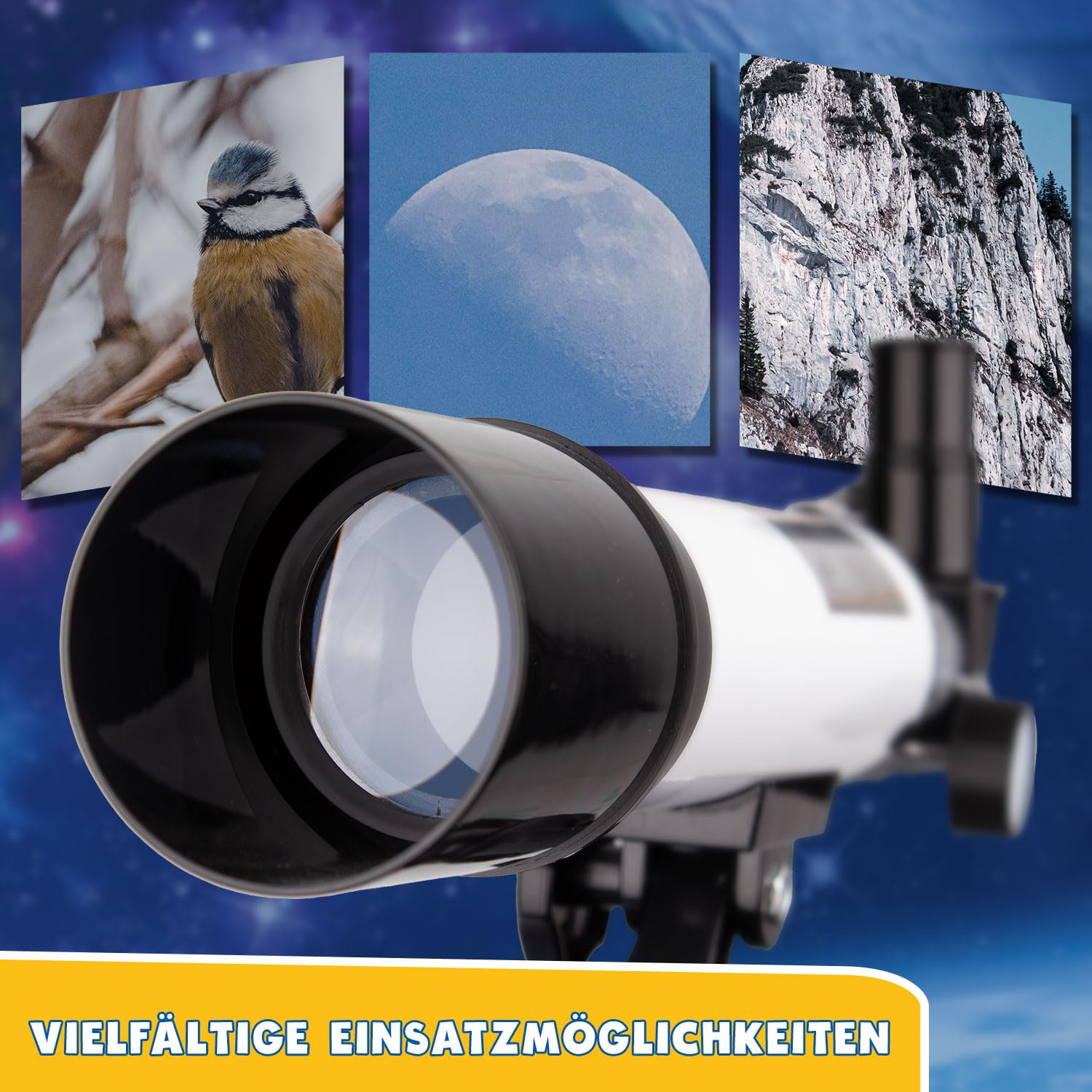 Party town Big Minds - Teleskop Kinder mit Lern-APP | Fernrohr Kinder | Kinder Telescope Astronomy und Terrestrisch | Telescope Astronomy Kinder mit 3 Linsen | Teleskop für Kinder