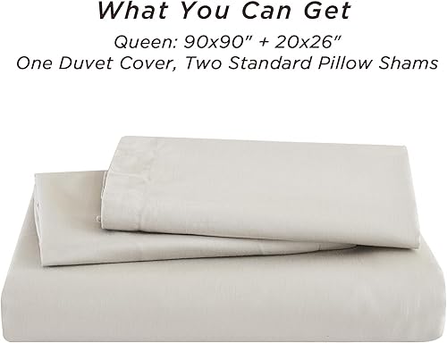 Miniatura 8 de Litanika Funda de edredón de lino de algodón gris, tamaño Queen, funda de edredón con textura similar al lino, suave y transpirable, juego de funda