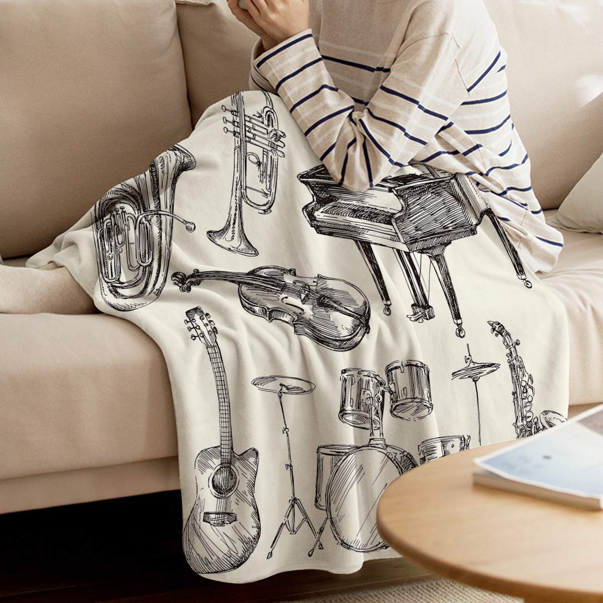 T&H XHome Musical Instruments Fleece Throw Blanket - 50x60 Inch Soft Baby & Pet Blanket