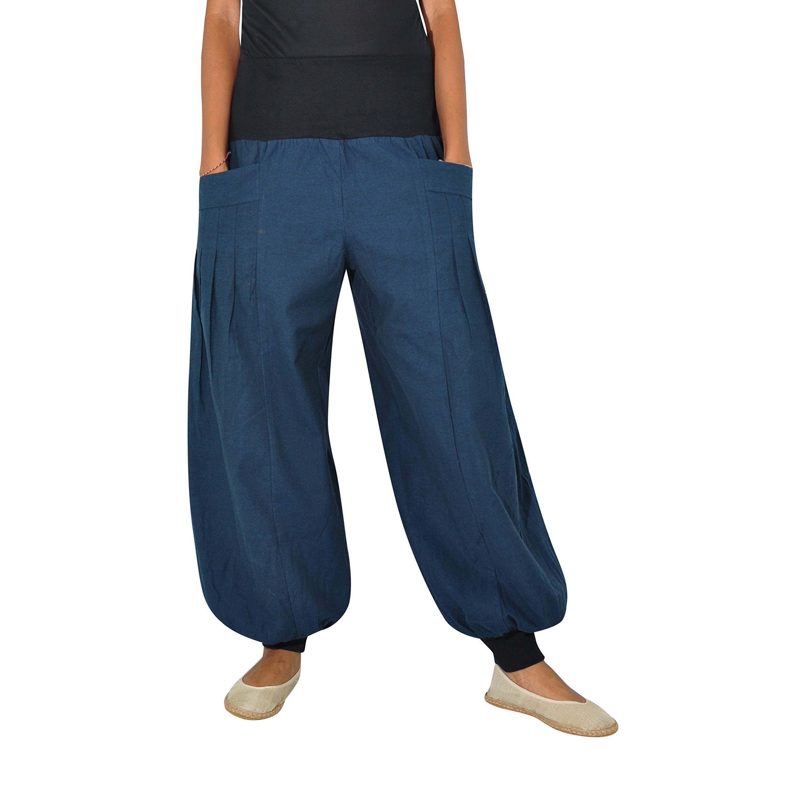 virblatt - Pumphose Damen |100% Baumwolle | Haremshose Damen Sommerhose Damen leicht Hippie Hose Goa Hose Yogahose Damen