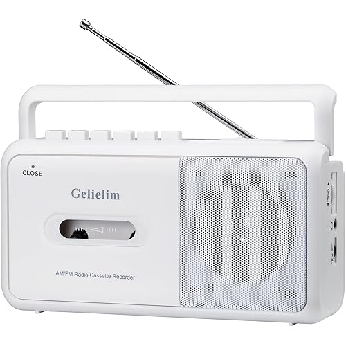 Gelielim Cassette Player Boombox, Portable AM/FM Radio Stereo, Cassette Tape Player Recorder with Big Speaker and Earphone Jack, Battery Operated or AC Powered Tape Recorder Cassette Player