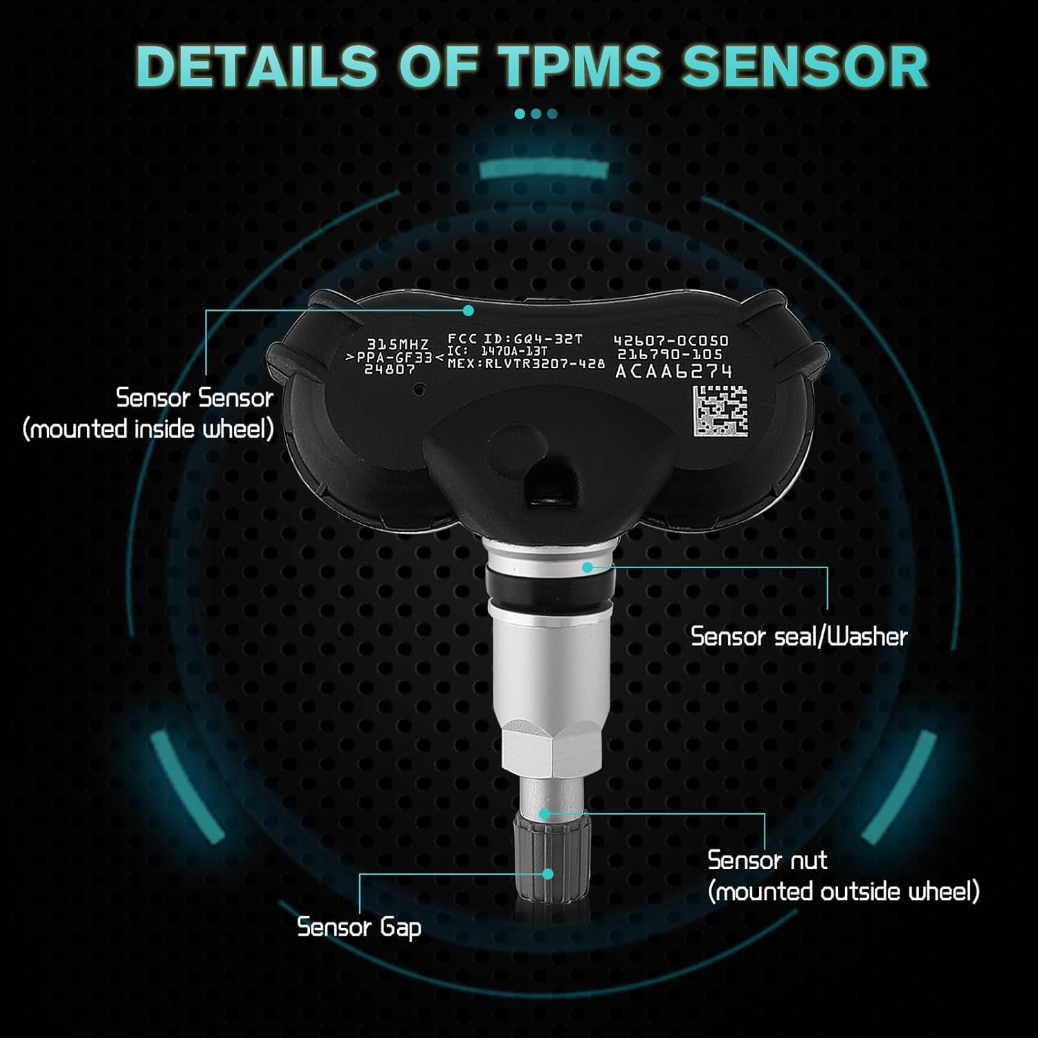 AULINK 42753SNAA81 Tire Pressure Monitoring System(TPMS) Sensor for Honda Civic 08-14, Odyssey Touring 2011-2016, Odyssey 2011-2017, Insight 2009-2014, Fit 2009-2014, Element 2009-2011, CR-Z 2011-2015
