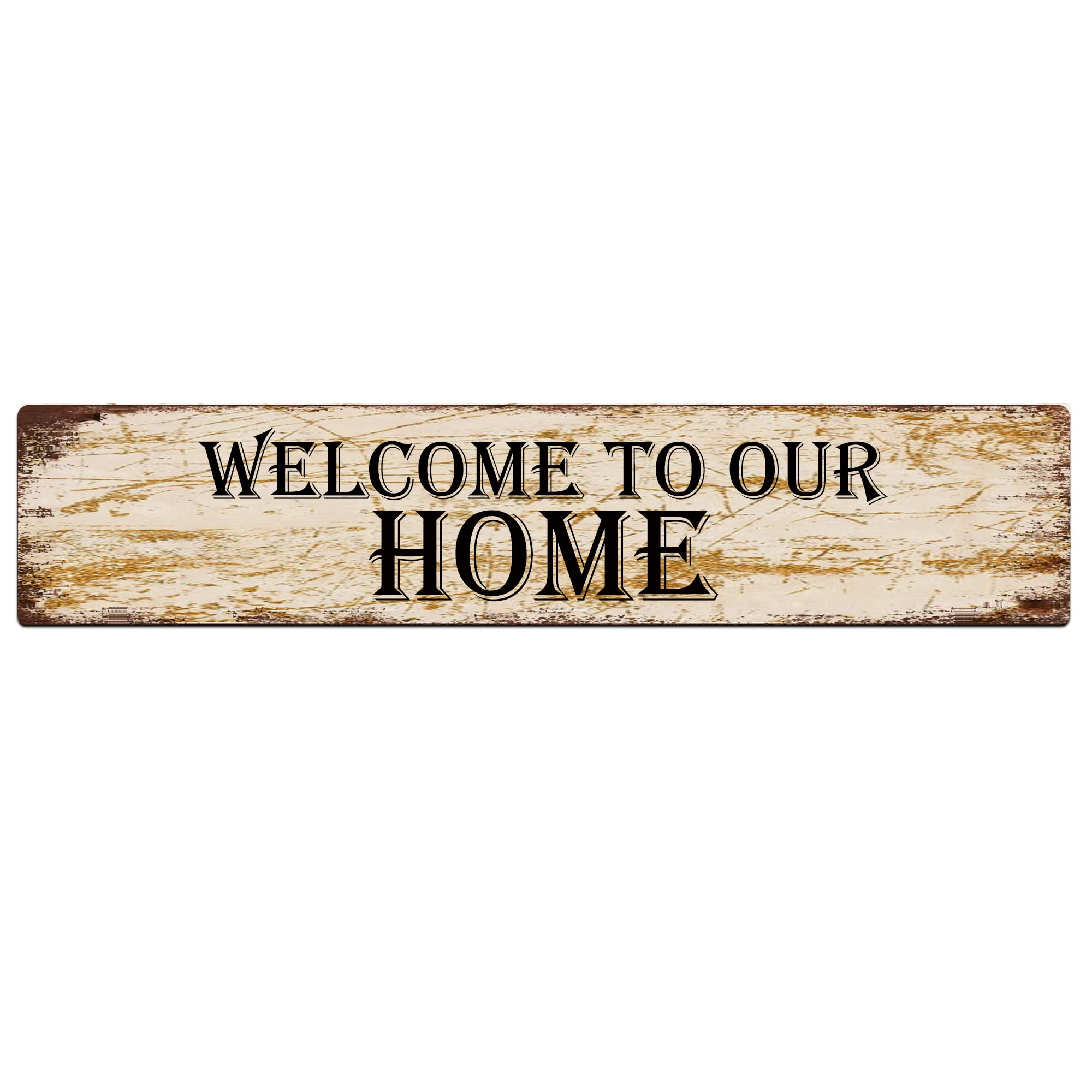 Welcome to Our Home Retro Tin Signs Aluminum Metal Sign for Kitchen Home Garden Wall Bar Cafe Decor 4x16 Inch