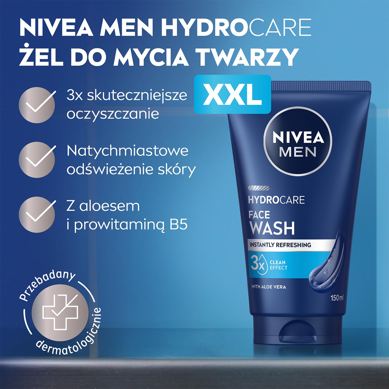 NIVEA MEN Hydrocare Żel do mycia twarzy dla mężczyzn XXL 150 ml