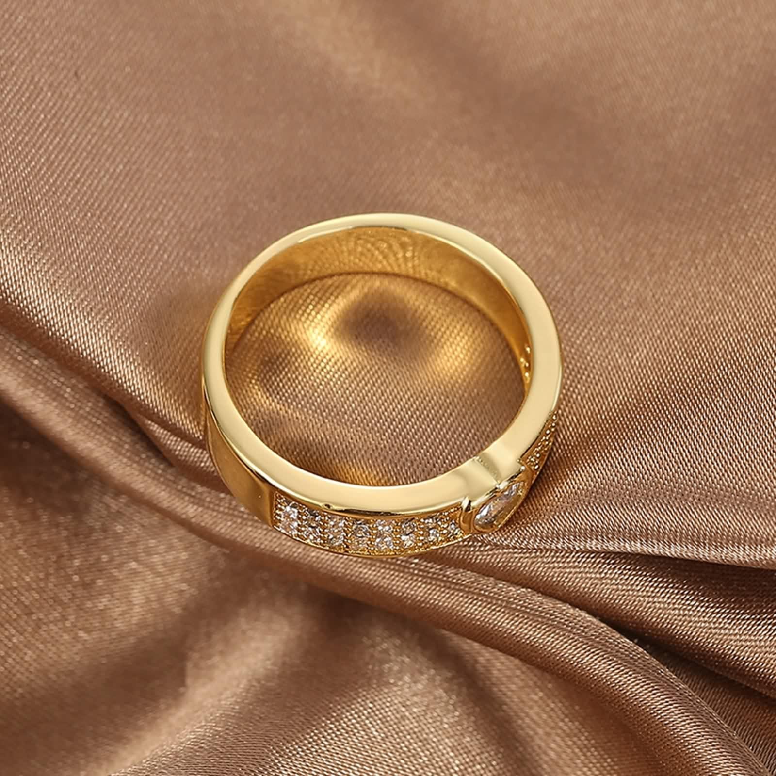 Anillos de oro de 18 quilates para mujer, corazón de boda, talla 1