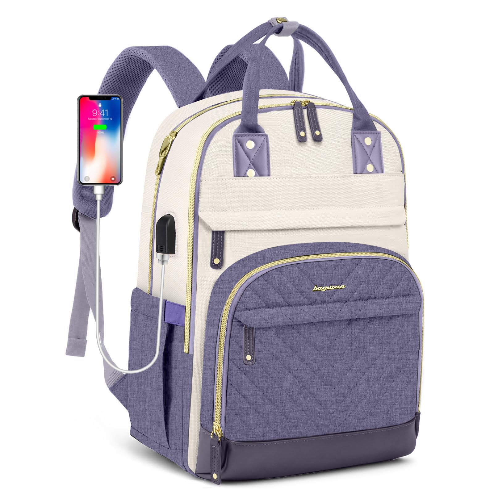 Laptop Backpack for Women Work Bag - 15.6 inch Travel Backpack Purse with USB Charger College Bookbag Waterproof Cute Casual Daypack Business Computer