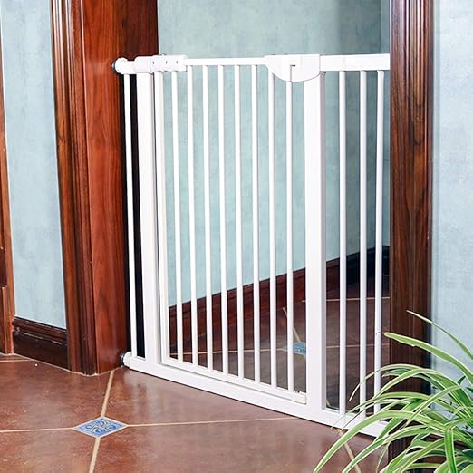 Amazon Co Jp ペットゲート 室内セーフティゲイツエクストラワイド犬門 ホワイトメタル階段ゲート ペットドアと門スルーイージーオープン Color Height 80cm Size 146 152cm ベビー マタニティ