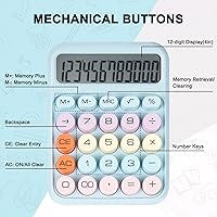 Vista 3 de Calculadora de interruptor mecánico con botones grandes, calculadoras de escritorio, 12 dígitos, pantalla LCD grande, calculadora de escritorio, Rosa