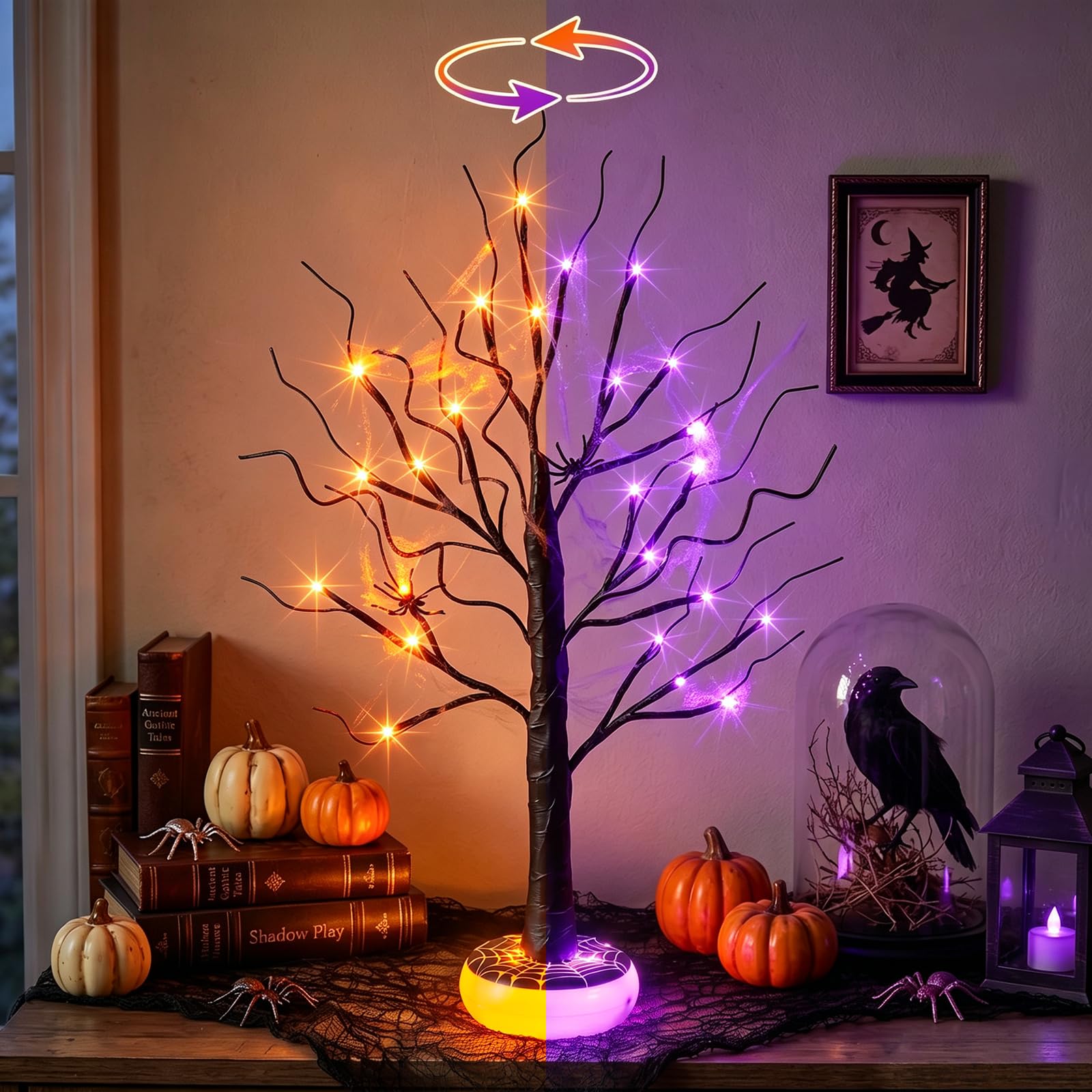 EAMBRITE Halloween Tree Rechargeable Lights with Halloween Decor Indoor