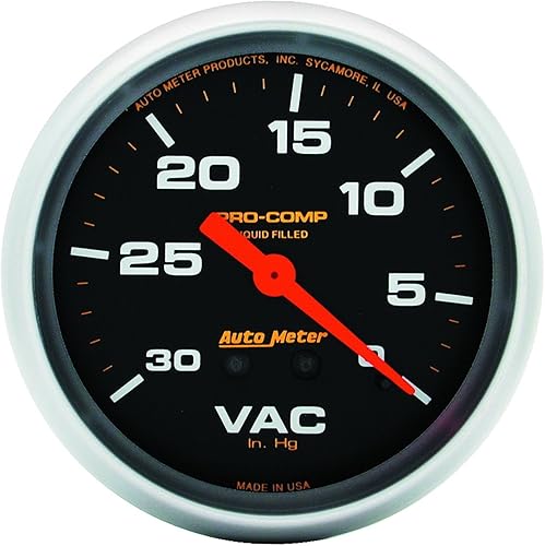Auto Meter 5484 Pro-Comp - Medidor de vacío mecánico lleno de líquido, 2.625 pulgadas