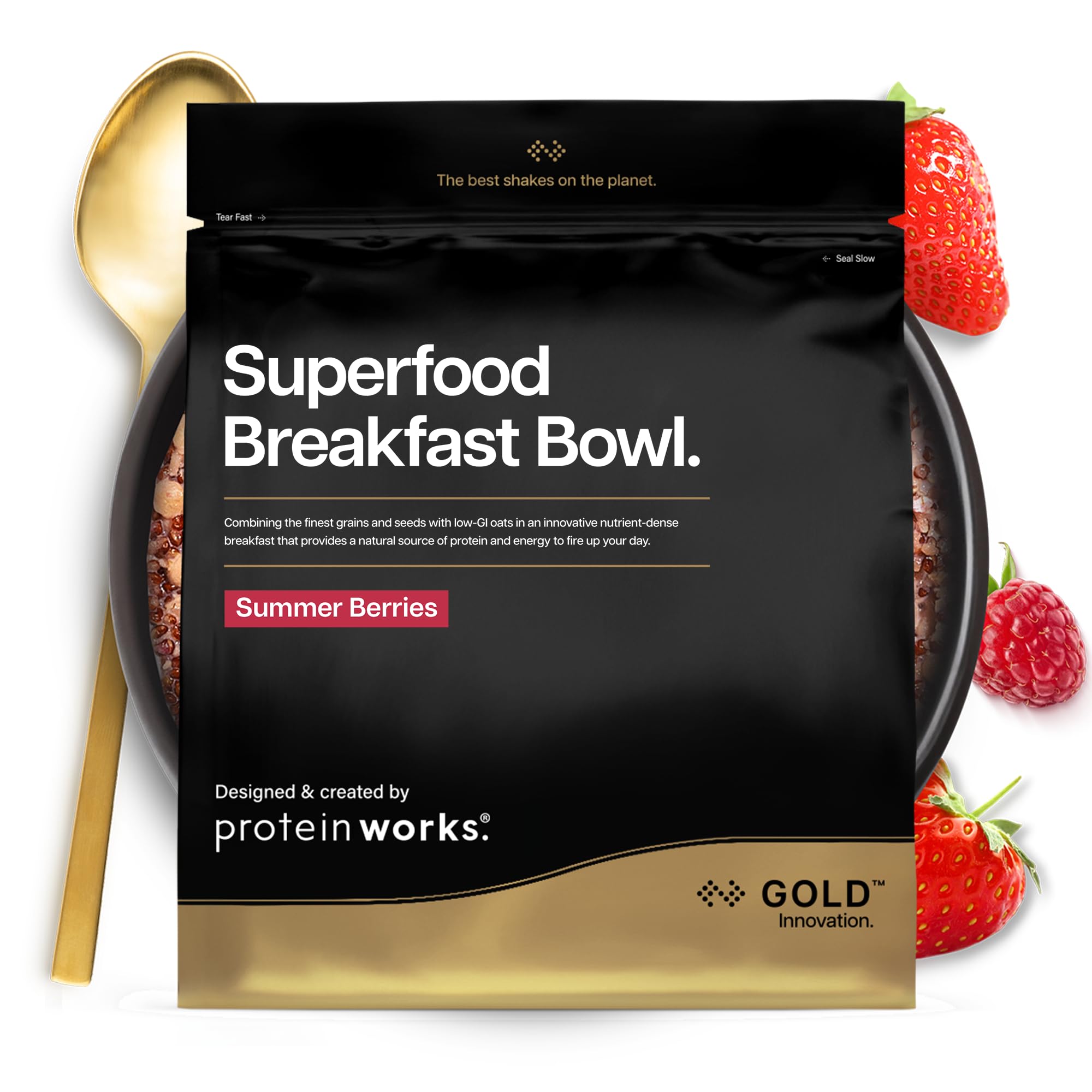 Protein Works | Superfood Breakfast Bowl - GOLD Innovation, Award-Winning Protein Cereal, High Protein Breakfast, Grains, Seeds, Oats, High Fibre, Summer Berry Feast, 40 Servings, 2.4kg