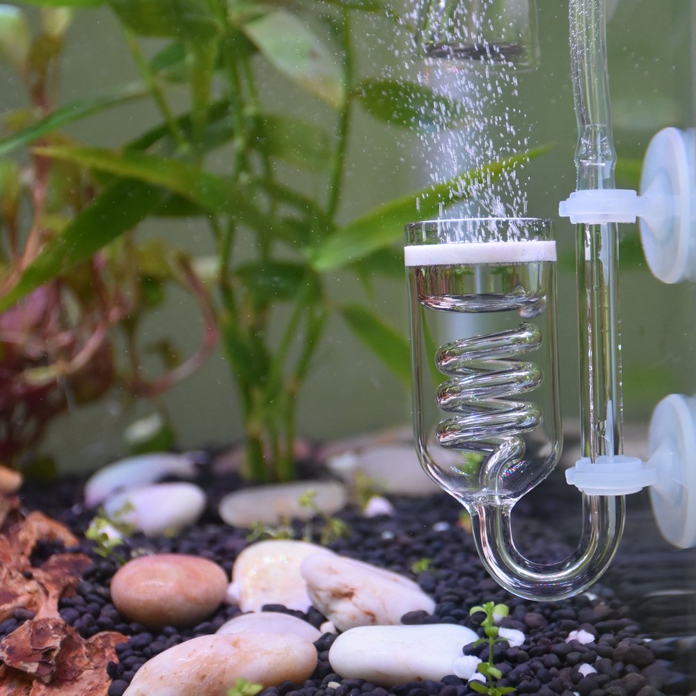 YagoteGlass CO2 Reactor, 3 Spiro Glass Diffuser for Aquarium Plants, Suitable for Tanks 15-200 Gal/60-757 Liter