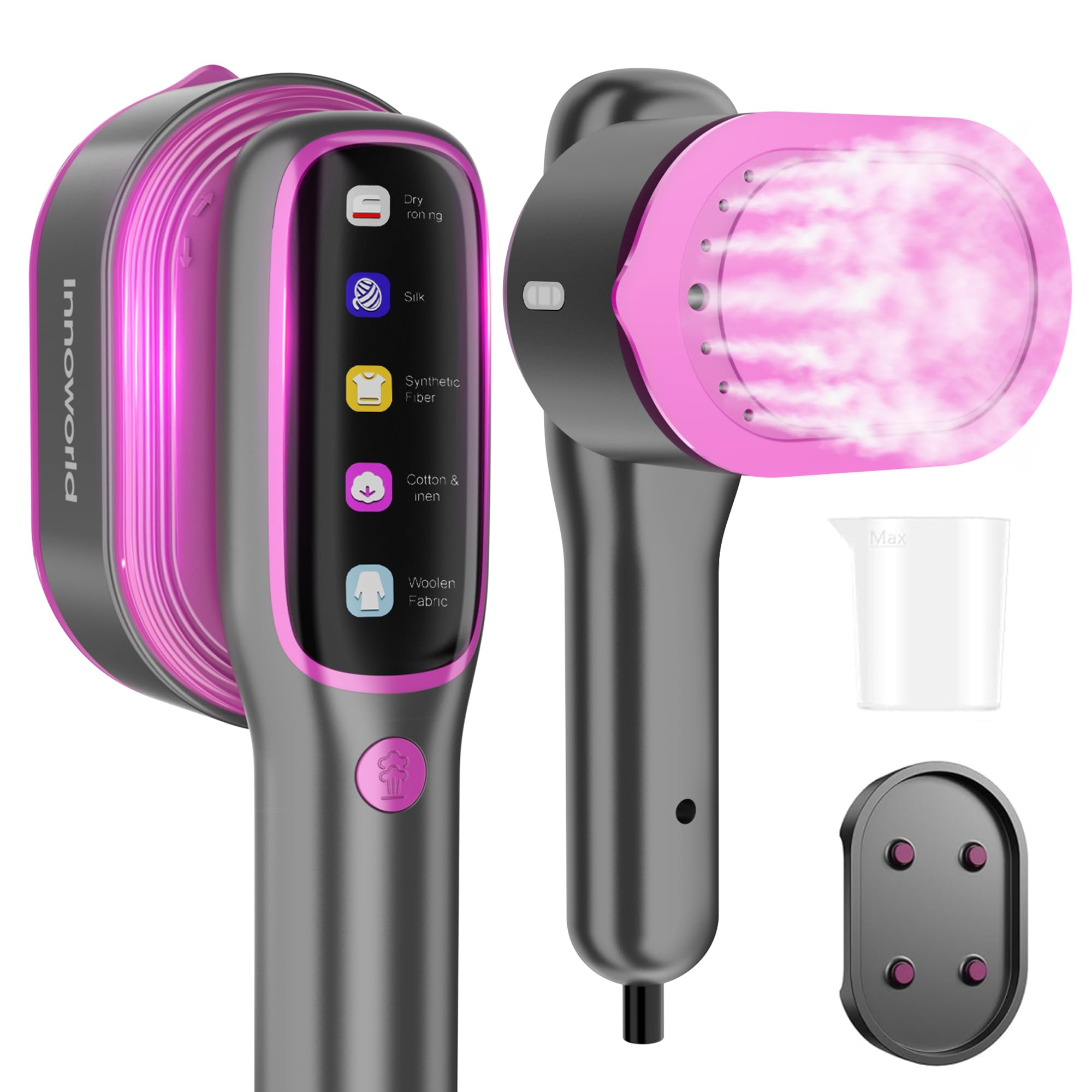 Portable Travel Steamer for Clothes, 1200W Powerful Garment Steamer,15s Fast Heat-Up,12 Mins Continuous Steam,5 Modes,Large LED Display,Handheld Clothes Steamer with UK Plug for Travel & Home(Purple)