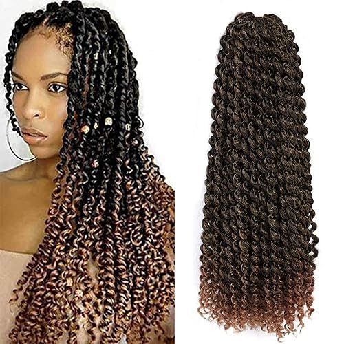 8 paquetes de extensiones de cabello rizado de 18 pulgadas, Passion Twist, con ondas de agua, crochet, ombre, para trenzar