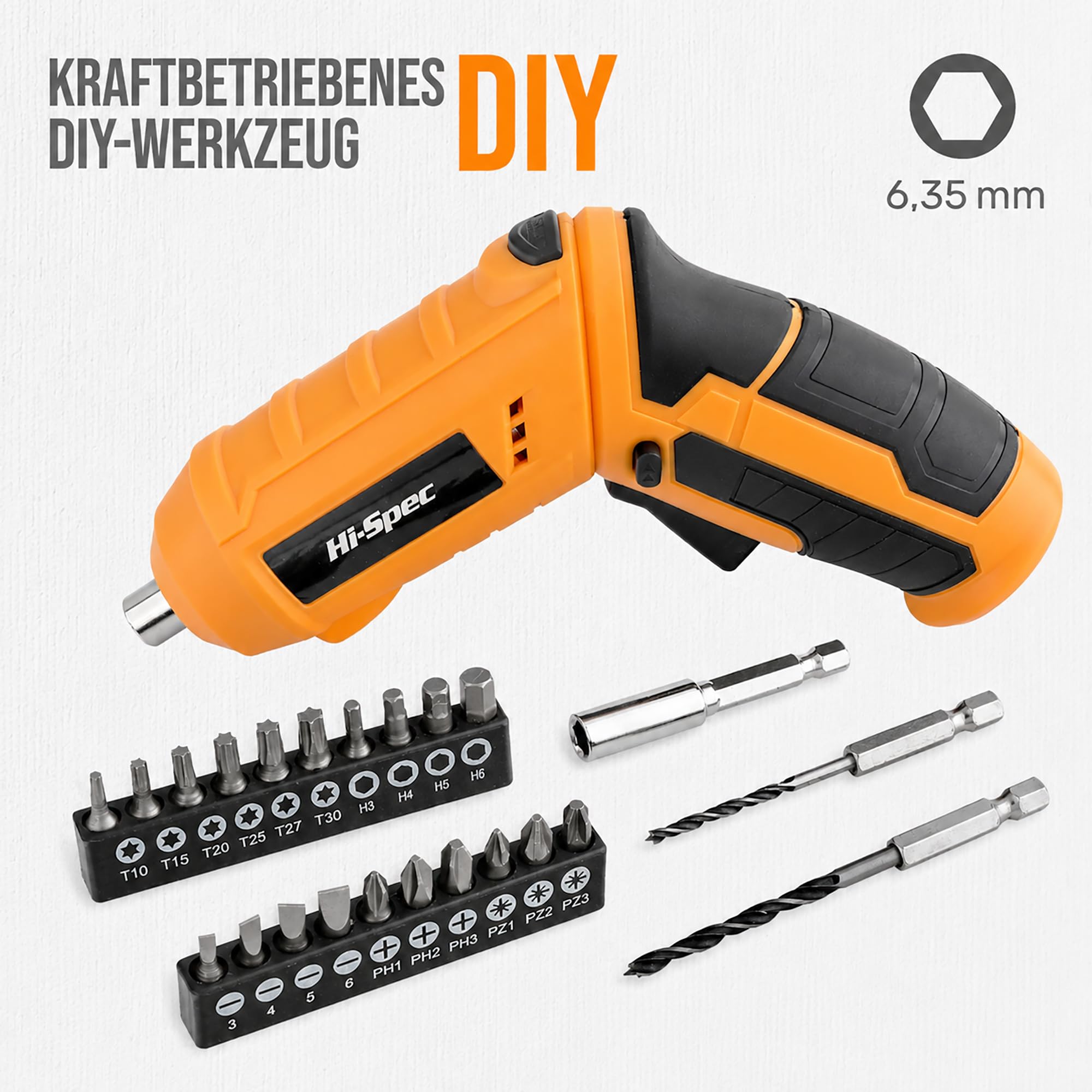 Hi-Spec 42-tlg. Werkzeugkoffer-Set mit Kleinem Akkuschrauber 4V.Komplettes Werkzeugset für Heimwerker inkl. kabellosem Elektro-Schrauber und Handwerkzeugen. Praktischer Werkzeugkasten für den Haushalt