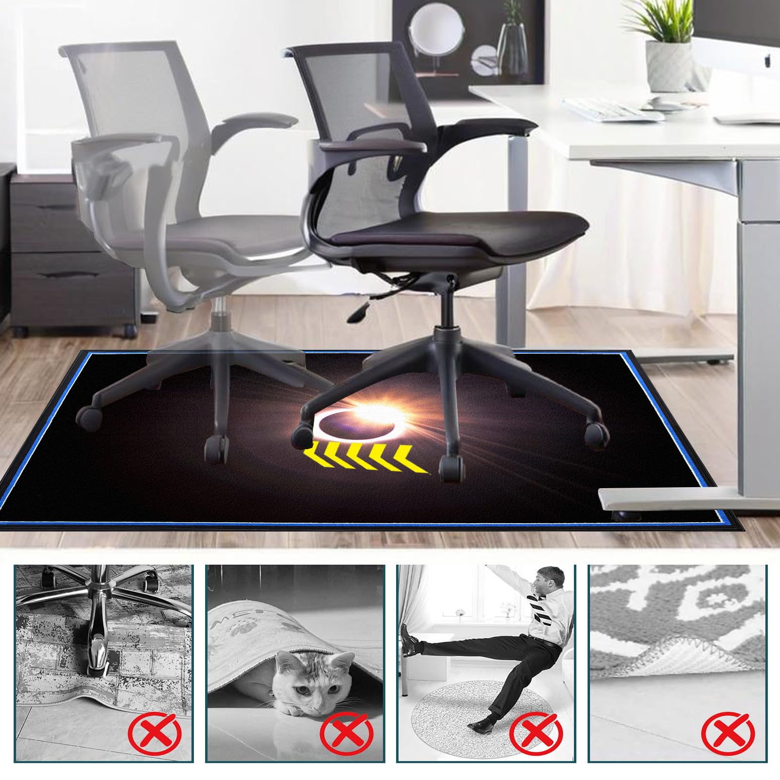 Mata na krzesło do gier 90 x 120 cm, mata ochronna do podłóg do gier na twarde podłogi, mata podłogowa z tkaniny, mata ochronna z płytek, mata podłogowa do krzeseł biurowych