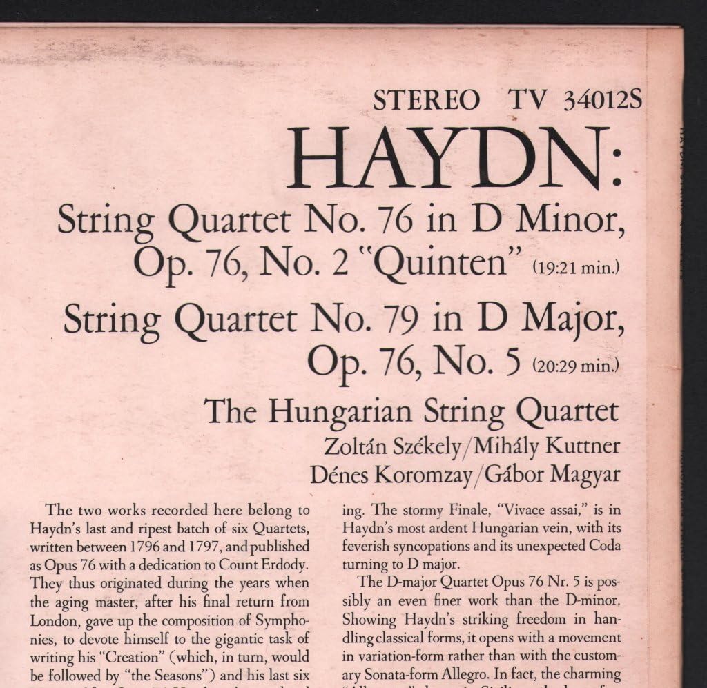 String Quartet Op. 76, No. 2 "Quinten" / String Quartet Op. 76, No. 5