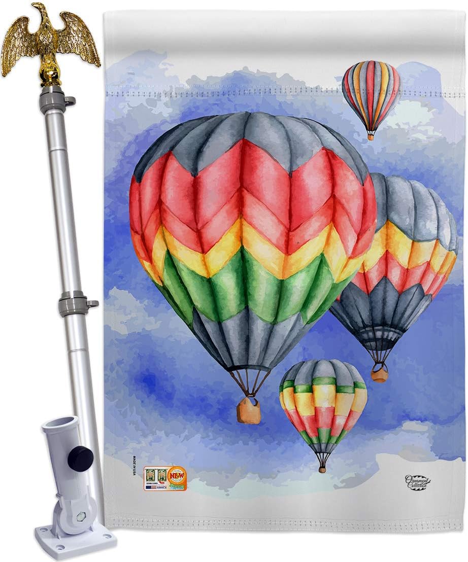 Summer Hot Air Balloon House Flag Summertime Beach Pool Luau Tropical Party Season Outdoor Sunny Small Decorative Gift Yard Banner Double-Sided Made In USA 28 X 40