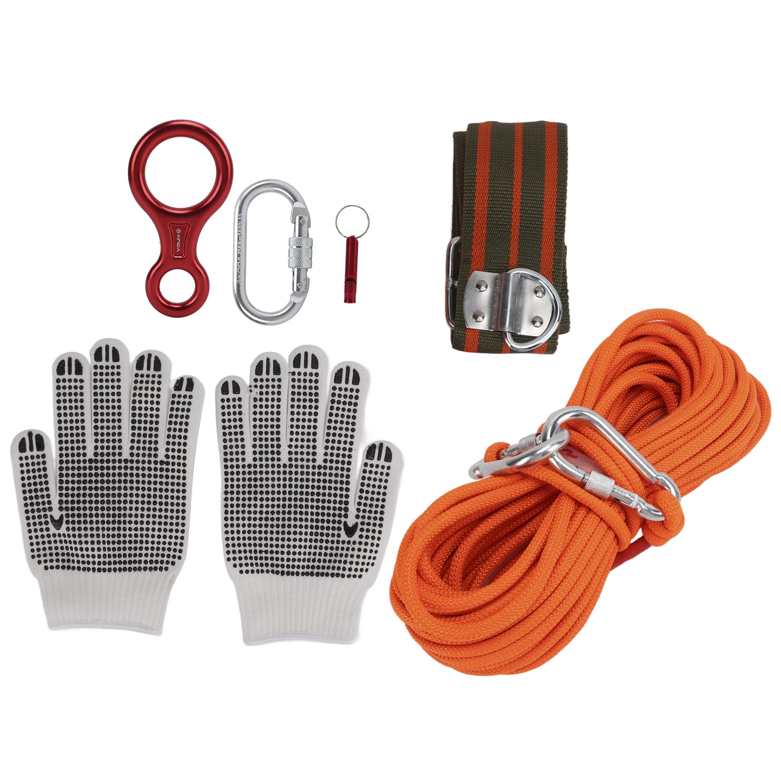 Akozon Kit de Cuerda de Escape de Emergencia de 49,2 Pies, Capacidad de Carga de 11 Nudos con Cinturón, Aluminio de Aviación y Acero Inoxidable para Rescate en Rappel de Supervivencia