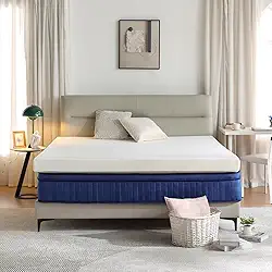 Gwydre Colchão de 7 cm, colchão de espuma viscoelástica ventilado de alta densidade, com capa removível e lavável (Queen)