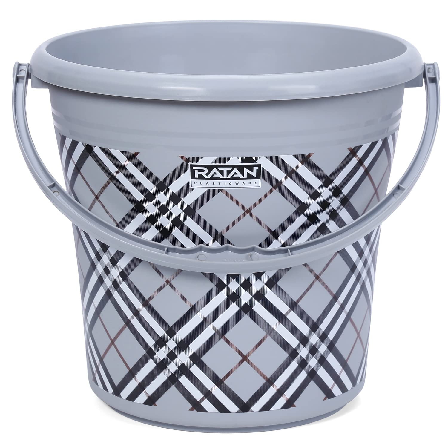 RATAN PLASTICWARE Frosty Checks Print Pack of 1 Bucket (25L Bucket x 1) - Grey-image-4