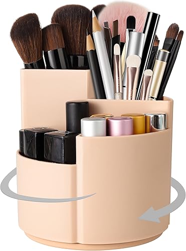 CUIUD Organizador de brochas de maquillaje para tocador rotación de 360, organizador multifuncional de cosméticos con 4 ranuras y organizador de disponible en Yaxa Peru
