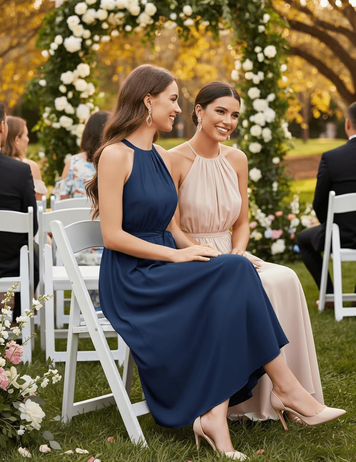 Bbonlinedress Women Halter Chiffon Wedding Cocktail Bridesmaid Summer Dress Formal Beach Prom Party Maxi Flowy Sun Dress - Image 4