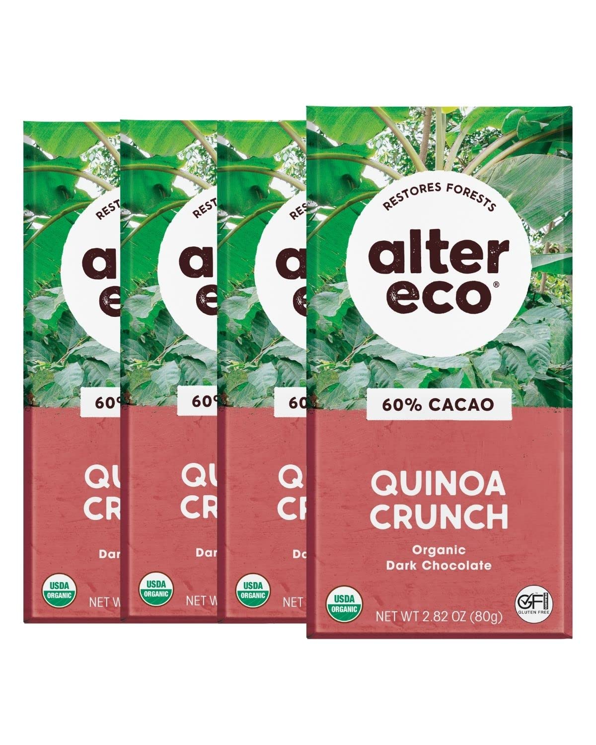 Alter Eco Dark Quinoa Crunch / 4 Count (Pack of 1) / Bar Candy & Chocolate Bars