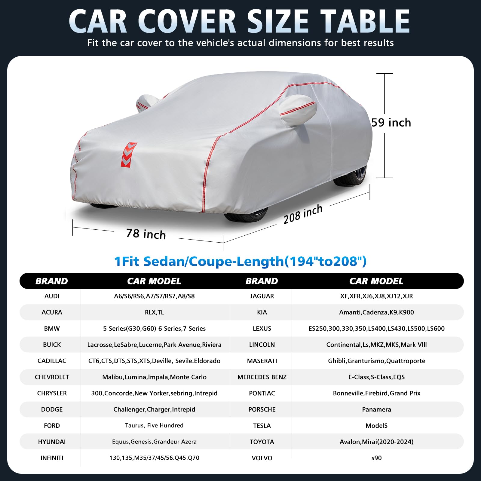 Ngwytong Car Cover Waterproof All Weather 60 S Quick Install Underbody Wrap-Around Mount Car Covers for Automobiles for — view 5