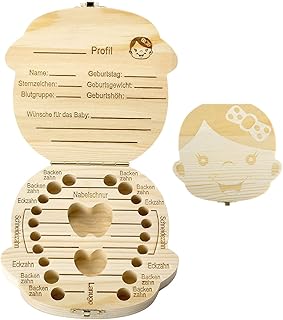 Mogokoyo Deutsch Version baby Kinder Original Holz Haar Milchzahndose Milchzähne Zähne box Kasten Souvenir Aufbewahrungsbox