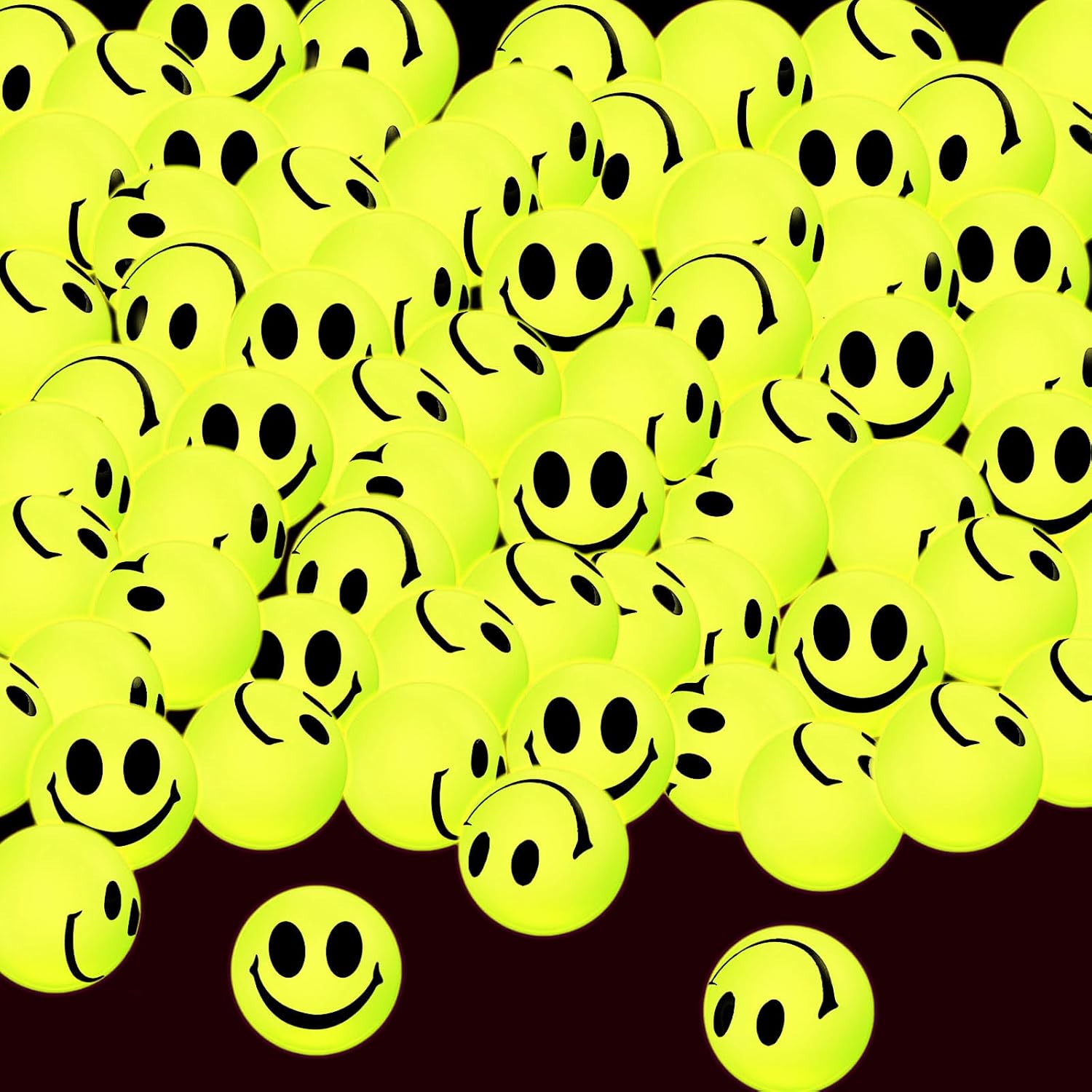Deekin 300 Pcs 1 Inch Bouncy Balls Bulk Glow in The Dark Smile Face Bouncy Ball for Kids Valentine Party Favor Rubber High Bouncing Balls Birthday Gift Game Prize Vending Machine Filler Yellow