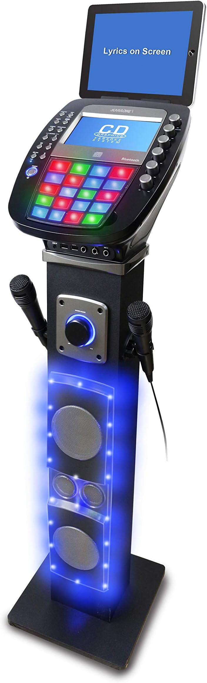 iKaraoke KS878-BT Bluetooth Pedestal CD&G Karaoke System, Black