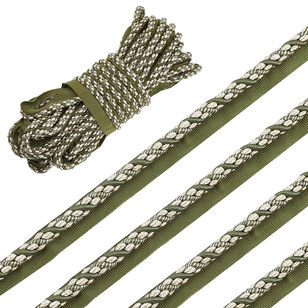 PH PandaHall 12.5m Cordoncino per Labbra Ritorto Passamaneria Passamaneria per Cucire Passamaneria Larga 17mm Verde Passamaneria Decorativa con Cordoncino per Cuscino, Tenda, Divano, Decorazione