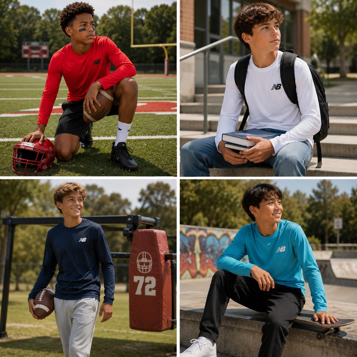 New Balance Boys' T-Shirt - Thermal Waffle Knit Long Sleeve Shirt (Size: 4-20), Size 10/12, Red