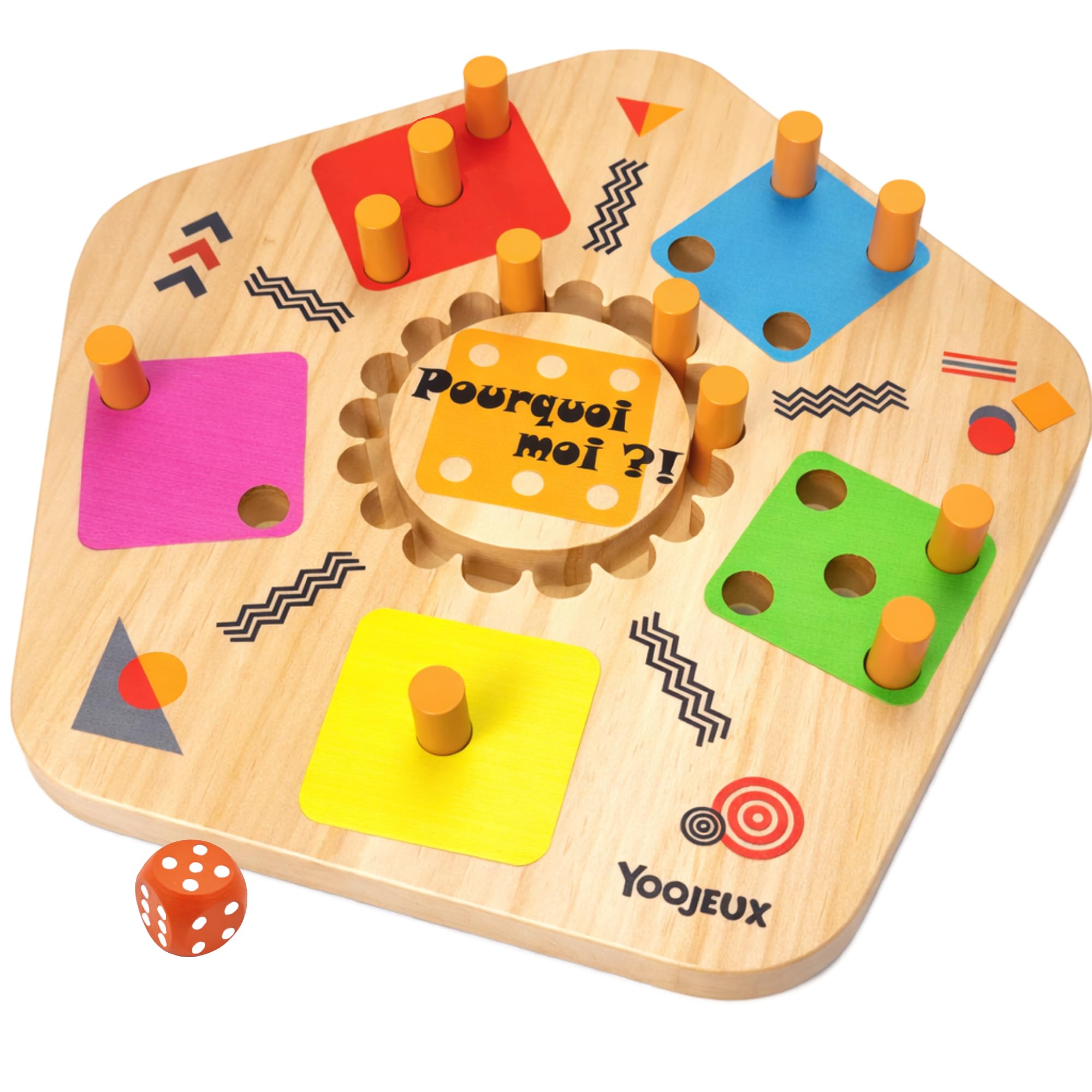 Pourquoi Moi - Jeu de société Cochon en Bois, 2 à 8 Joueurs | Jeu familial dès 4 ans, parties rapides de 5 à 15 minutes, coffret transportable pour l’apéro, les vacances et les soirées.
